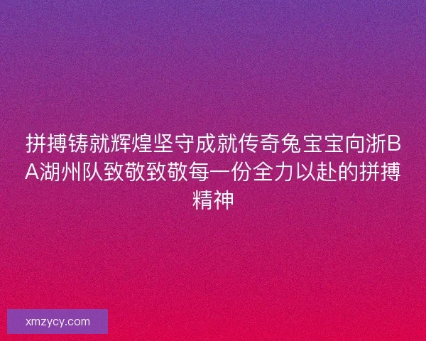 拼搏铸就辉煌坚守成就传奇兔宝宝向浙BA湖州队致敬致敬每一份全力以赴的拼搏精神